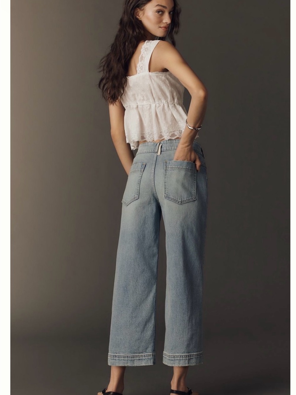 Pilcro Wide-Leg High-Rise Cropped Jeans - Light Blue Wash - Picture 4 of 6
